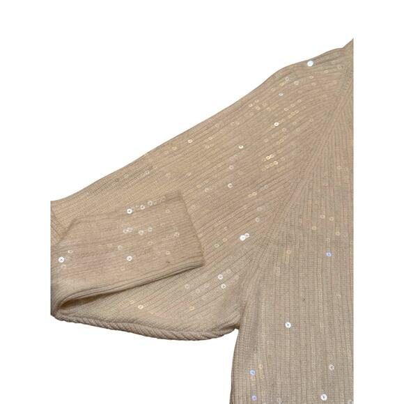 Express Cream Sequin Dolman Sleeve Sweater Women’s S Soft Knit Holiday Winter - Picture 5 of 12